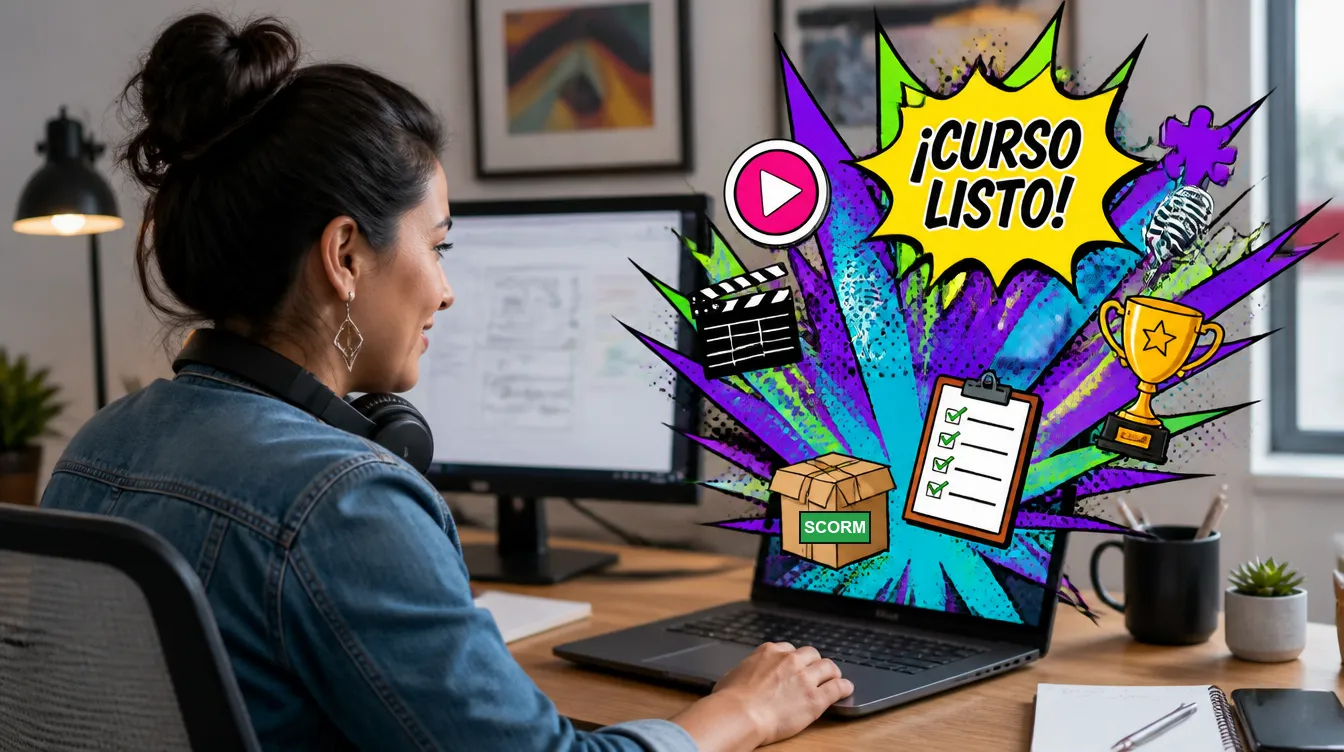 eLearning producer working on an online course for a company in Puebla