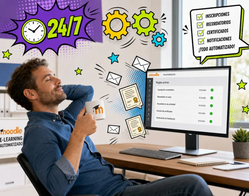 Administrador tranquilo mientras el panel de reglas activas opera solo